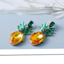 Boucles d'oreilles pendantes en strass ananas pour femmes, bijoux de noël en cristal de haute qualité, mignons, nouvelle mode