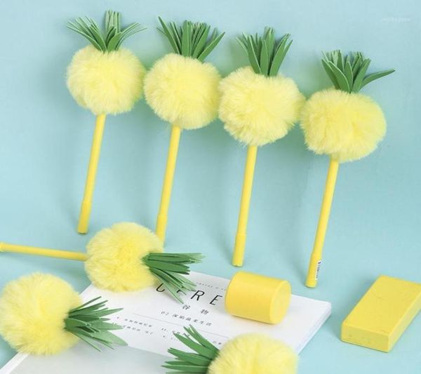 Stylo à bille pelucheux en forme d'ananas, gel moelleux mignon comme école en peluche 16pcslot14929464