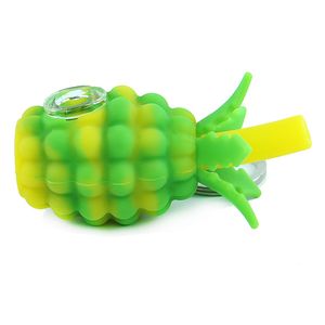 Mini pipe en silicone ananas avec porte-clés, petite pipe avec bol en verre, fumeur de pipe