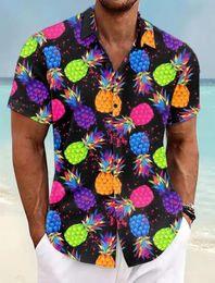 Pineapple Tropical Mens Shirt Summer Aloha Casual Holiday Spring Turndown Stretch Stretch Stretch Fabric 240521