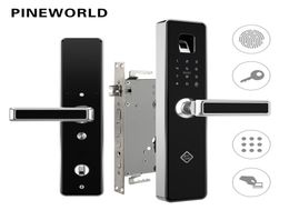 Pineworld Biometrische vingerafdruk Smart LockHandle Elektronische deur LockfingerPingerprintrfidkey Touchscreen Digitale wachtwoordvergrendeling 2016809866