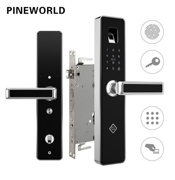 Pineworld Biométric Finger empreinte Smart Lockhandle Electronic Door LockFingerprintFidKey Touch Screen Digital Motword Lock 2016964663