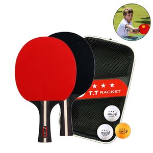 Ping Pong Paddles 2 Rackets 3 Balls Table Tennis Racket Professional Set met tas voor beginners Training Game 240509