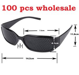 Pinhole glazen 100 pc's nieuwe zwarte unisex vision care pin gat gaten bril in de bril Oogoefening gezichtsvermogen verbeteren dhl 9243119