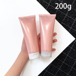 Bouteille souple en plastique rose de 200g, rechargeable, pour maquillage, Lotion pour le corps, shampoing, bouteilles à presser, vides 298j, 200ml