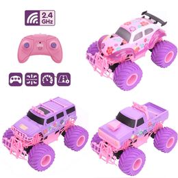 Pink 24g télécommandée à télécommande Big Wheel Fast Purple Truck Control Girls Toys for Kids 240508