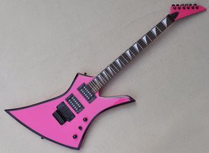 Roze 6 strings elektrische gitaar met humbuckers pickus Floyd Rose Rosewood Fletboard