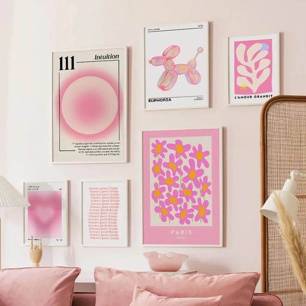 Pink Angel Number Affiche et imprimés Flower Maket Exhibition Gallery Toile Art Toile PEINTURE PICHES POUR LE DÉCOR DE SALON 240424