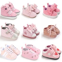 Roze babyschoenen prinses mode sneakers baby peuter zachte zool anti slip eerste wandelaars 0-1 jaar oude baby doopschoenen 240411