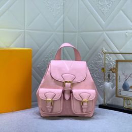 Bolsas de libro de respaldo de la mochila de mochila rosa Mochilas de cuero Real Carta de mochila para mujer Flip Moda de moda abierta Mini Models