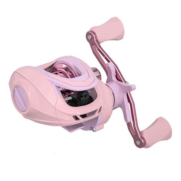 Moulinet de pêche Baitcasting rose avec système de freinage magnétique, rapport de vitesse 72 1, roue Ultra légère pour gaucher et droitier, 240108