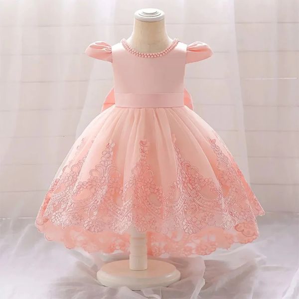 Robe de bal rose fleur fille robe cap manches appliques s anniversaire fête anymétrique princesse mariage 240326