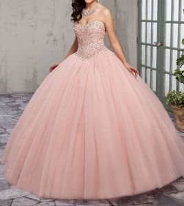 Robe de mariée robe de bal rose sur mesure, plus la taille robes de mariée magnifiques caractéristiques de tulle sans bretelles corsage perlé cristal de paillettes scintillantes