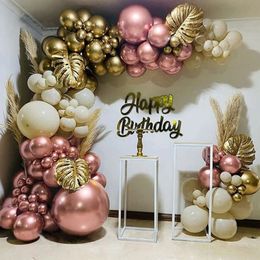 Kit d'arc de guirlande de ballons roses, ballons en latex métallique or Rose, décoration de fête d'anniversaire pour enfants, fête de mariage, réception-cadeau pour bébé 231220