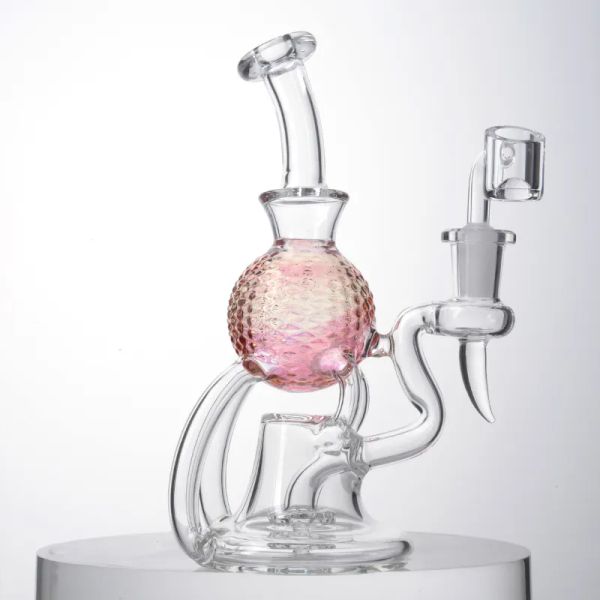 Rose Beach Ball Heady verre Bongs narguilés recycleur Bong pomme de douche Perc plates-formes pétrolières Dab Rig 14mm conduites d'eau communes avec Banger XL-2242 LL