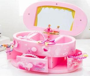 Pink Beautiful Ballet Dancer Doll Music Box Organisateur de bijoux MAQUE UP BOX MUSIQUE PORTABLE POUR LES ENFANTS GILLES ENFANTS GIED1625800