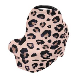 Roze zwarte luipaard Baby autostoelhoes Verpleegkundige deksel Borstvoeding sjaals Soft ademende rekbare dekking baby kinderwagen deksel