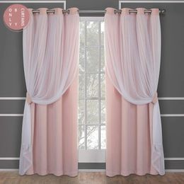 Rideaux occultants roses pour salon, chambre à coucher, toile de fond, gris, isolation thermique, traitements de fenêtres pour filles, blanc transparent 240109