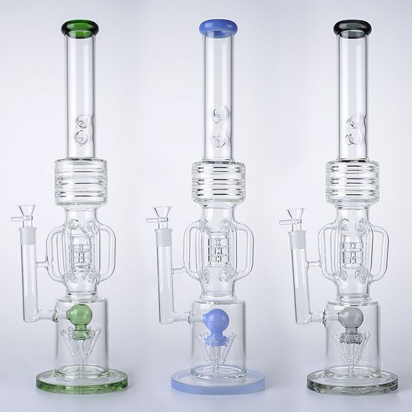 Big Glass Bong Narguilés Dab Oil Rigs Conduites D'eau Avec 14mm Bol 3 Couleurs Fumer Des Bongs D'eau WP2121