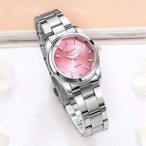 Roze Armband Vrouwen Horloge Kleine Wijzerplaat Dames Jurk Horloges Zilver Roestvrij Staal Waterdichte Klok Relojes321d
