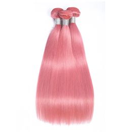 El cabello virgen Remy humano liso brasileño rosa teje 100 g/paquete tramas dobles 3 paquetes/lote