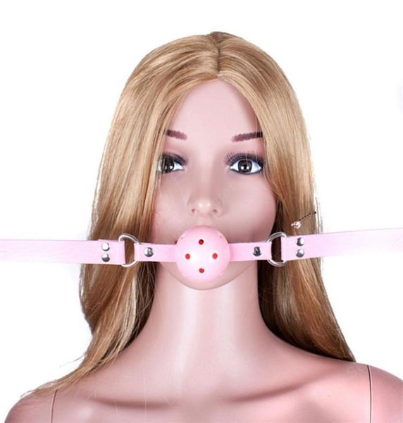 Rose respirant Open Boule Gag Pu Leather BDSM Bondage Toys in Adult Games Flirting Sex Products Toys érotiques pour couples5149416