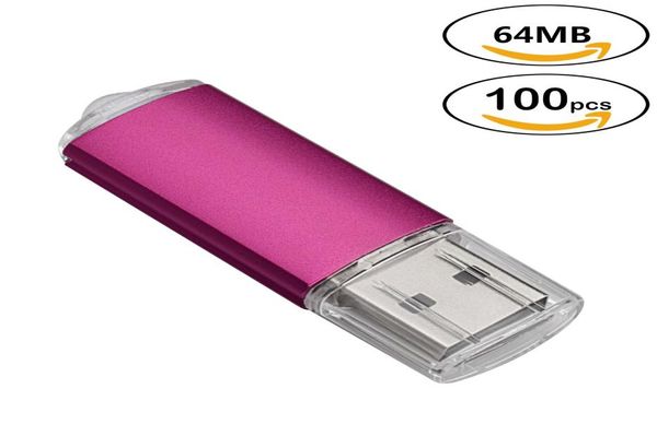 Pink Bulk 100 unidades rectangulares USB 20 unidades flash 64 MB Flash Pen Drive de alta velocidad 64 MB memoria USB para computadora Lapto1577746