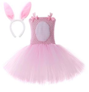 Costume de fille de lapin rose, robe Tutu de lapin pour enfants en bas âge, tenues pour bébés filles, robes d'anniversaire de nouvel an, vêtements de vacances de Pâques 2101428464