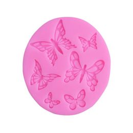 Roze Vlinder Fondant Taart Siliconen Mal Koekjes Gebak Schimmel Ijsblokje Chocolade Snoep Mallen Decoratie Bakken Tools 1223368