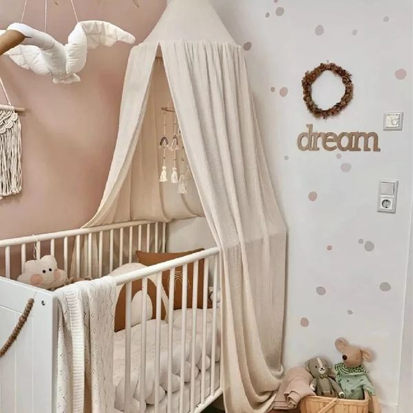 Cortinas de cama de dosel rosa Neta de mosquitos de cuna para bebés con decoración de estrellas gratis Tienda de juego colgante para niños Decoración de habitaciones para niños 240409