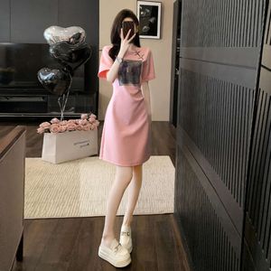 Robe décontractée rose pour femmes, nouvelle jupe longue amincissante de Style français haut de gamme, élégante et sociale, été 2023