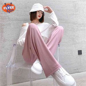 Roze Casual Broek Dames Harajuku Baggy Hoge Taille Casual Vintage Koreaanse Stijl Streetwear Vrouwelijke 2021 Harem Broek Harajuku Q0801