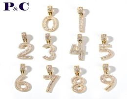 Pink Champagne Baguette Initials Numéro Hip Hop Pendante Chaîne Baguette Letter Bijoux Men039 Bijoux pendentif hip hop6067878