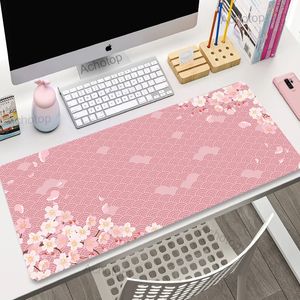 Roze kersenbloesems mousepad gamer computer bureaupad grote muismat kunst Sakura toetsenbord matten bureau mat kantooraccessoires 240314