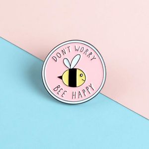 Roze cirkelvormige badge geen zorgen Bee Happy Mooie ijverige kleine bijennen voor schoolmeisje Fashion broche voor backpack