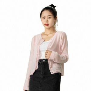 Vêtements roses recadrés tricotés dames pulls cardigan femme manteau femme printemps 2024 tricot vêtements d'extérieur crochet top jersey noir i6aM #