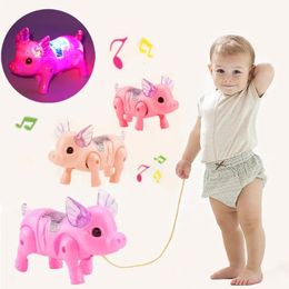 Couleur rose drôle toys électroniques mignon jouet de cochon de marche électrique avec léger musical enfants