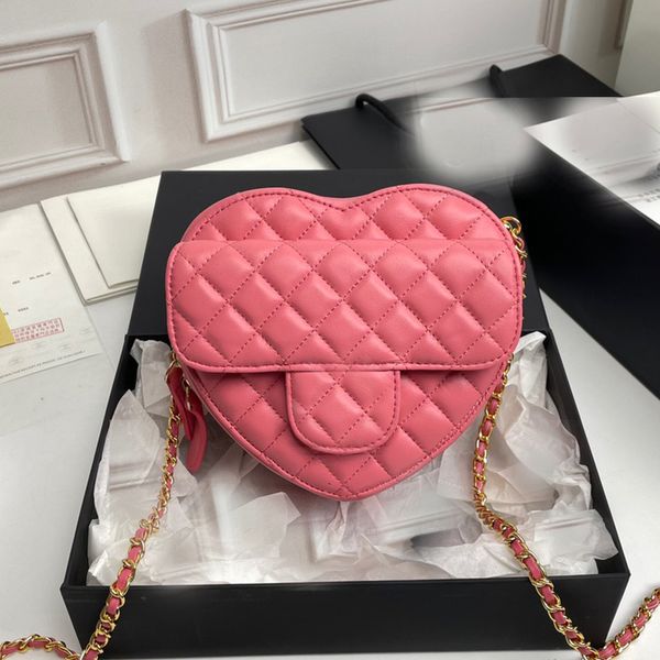 Sacs à bandoulière de concepteur de forme de coeur de couleur rose Saint Valentin cadeau fille Diamond Lattice cuir luxe sacs de coeur de concepteur femmes petits sacs à bandoulièreYR