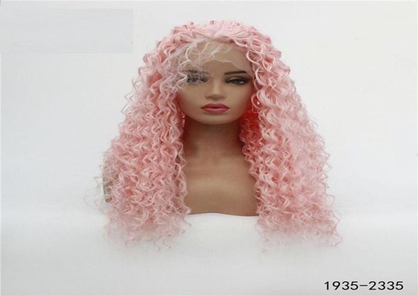 Couleur rose Coiffure Curly Curly Wig Lacefront HD Lace Transparent Frontal Perruques de Cheveux Wigs 193523355197013