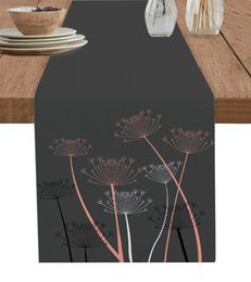 Roze kleur silhouet Dandelie Tafel Runner Bruiloft Decor Tafel Cover Dinner Holiday Party Linnen Table met 240509