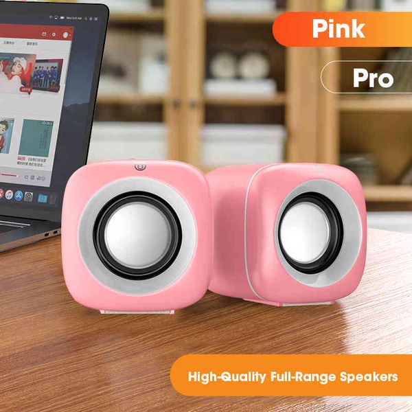 Haut-parleur d'ordinateur rose, colonne de PC portable, son de basses profondes, caisson de basses, lecteur de musique, haut-parleur Audio, pas de haut-parleurs Bluetooth
