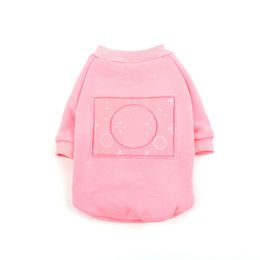 Roze Katoen Klassieke Huisdier Sweatshirt Mode Simple Dog Apparel Letter Embroidery Casual Puppy T-shirt voor Teddy Schnauzer Franse Bulldog