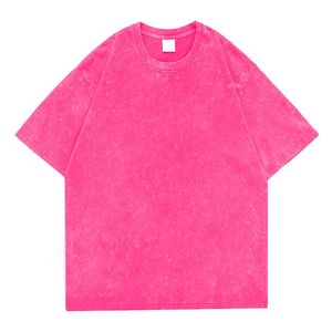 Pink katoenen t-shirt vrouwen zuur gewassen t shirt voor mannen unisex vintage oversized t-shirt y2k casual top tee heren kleding 240325