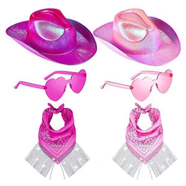 Chapeau de Cowboy rose couronne chapeau de Cowboy occidental fantaisie diamant gland écharpe carrée