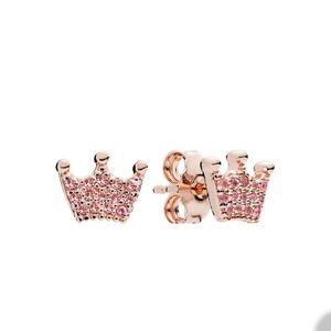 Boucles d'oreilles à tige en or rose pour Pandora 925 en argent sterling, ensemble de boucles d'oreilles de mariage pour femmes, cadeau de petite amie, bijoux en diamant CZ avec boîte d'origine