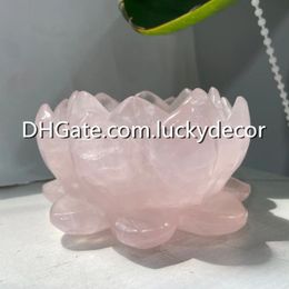 roze kristal liefde steen lotus helende energie geschenk natuurlijke halfedelsteen rozenkwarts gesneden bloem standbeeld specimen yoga hart chakra reiki meditatie decor