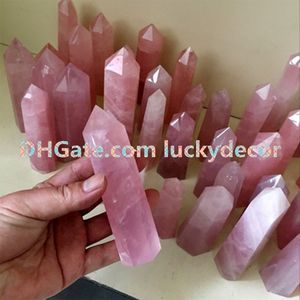 Torre de obelisco de cristal rosa, curación con cristales, Reik, rejillas, estatuilla de cuarzo rosa natural, esfera, piedra preciosa, autoestable, 6 facetas, decoración de un solo punto