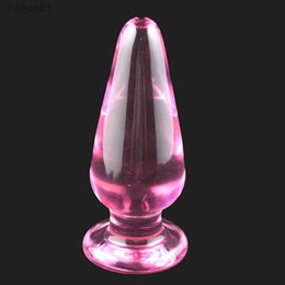 Pink Crystal Pyrex Glazen Dildo Anale Butt Plug Volwassen Producten G-Spot Stimuleren Speeltjes voor Vriendin Vrouwen Mannen koppels L230518