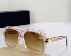 Roze kristallen vierkante zonnebrillen 607 bruine rook man mode zonnebril UV400 bescherming brillen met doos
