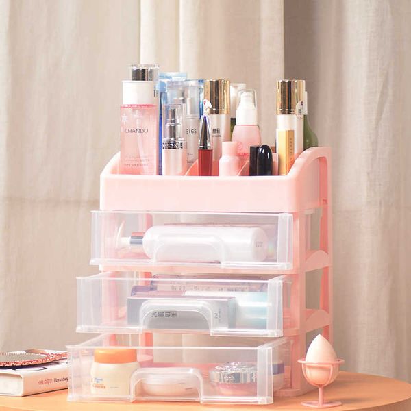 Boîte de rangement Organisateur à tiroir à plusieurs étages mignons rose Accessoires de papeterie transparent